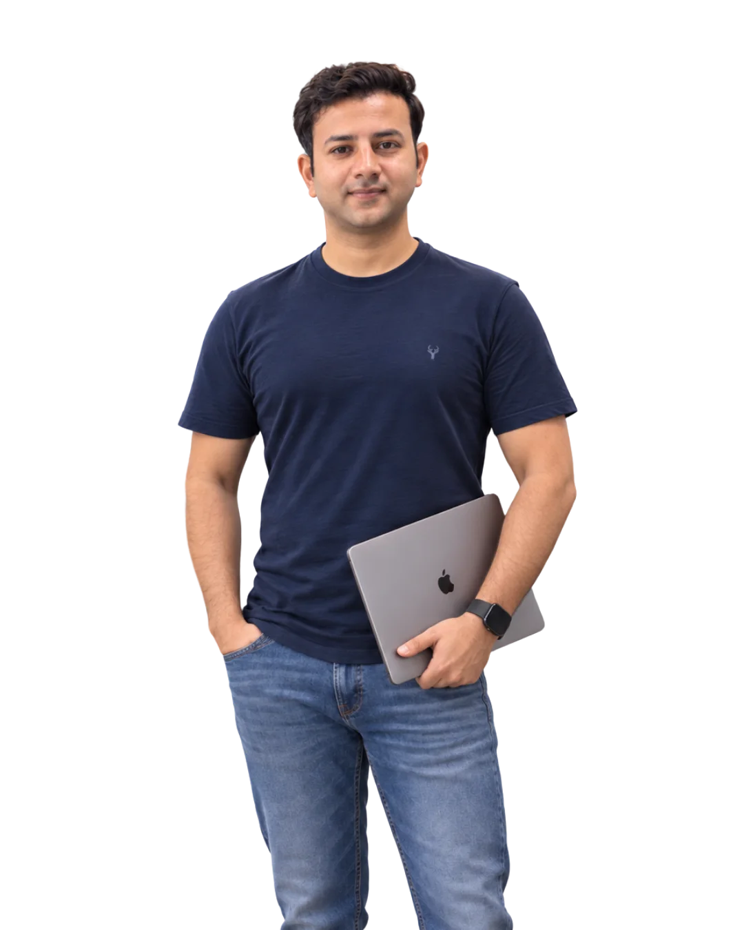 Subodh Verma holding a laptop