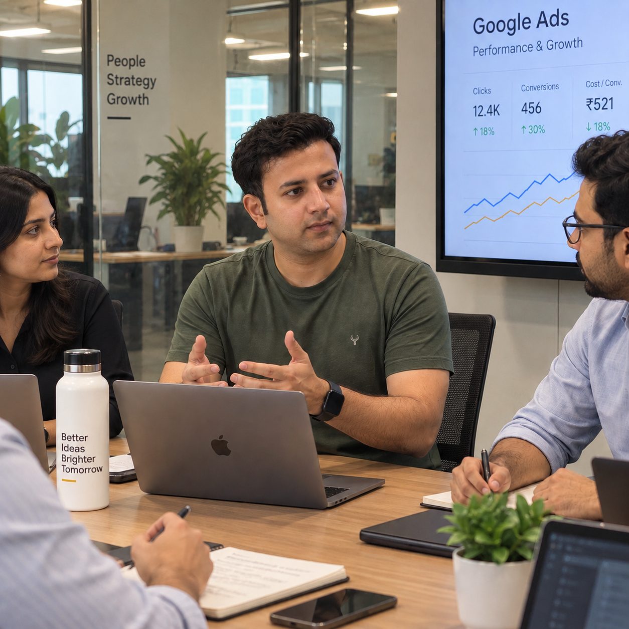 Subodh discussing campaign strategy with a team
